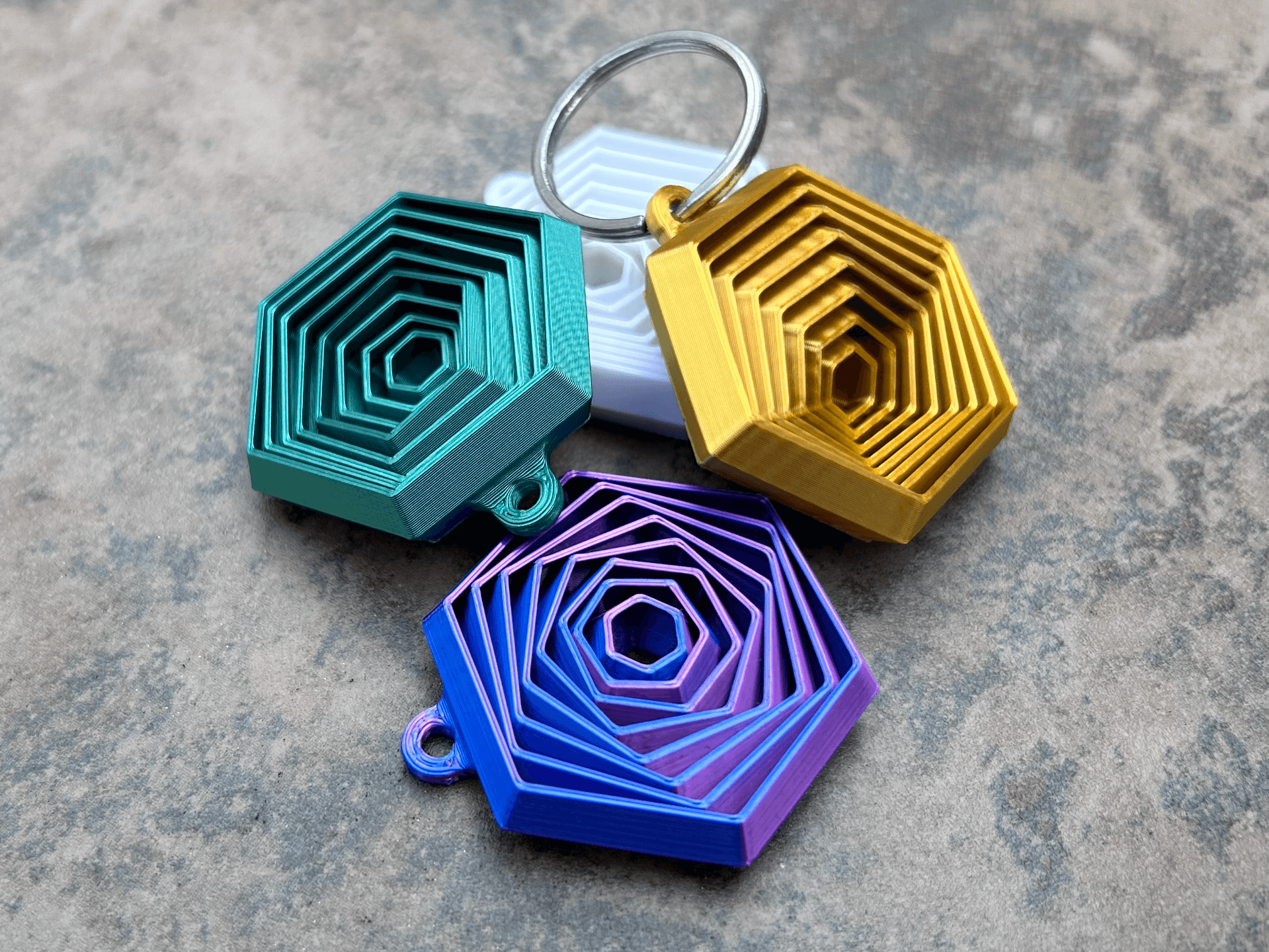 Mini Hexagon Keychain